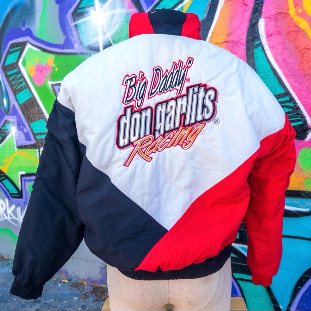 BIG DADDY Don Garlits Racing Vintage Puffer Jacket size Large | Black & Red